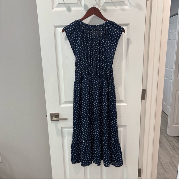 J. Crew Mercantile Blue Dragonfly Print Navy / White Midi dress size Medium - Picture 9 of 12